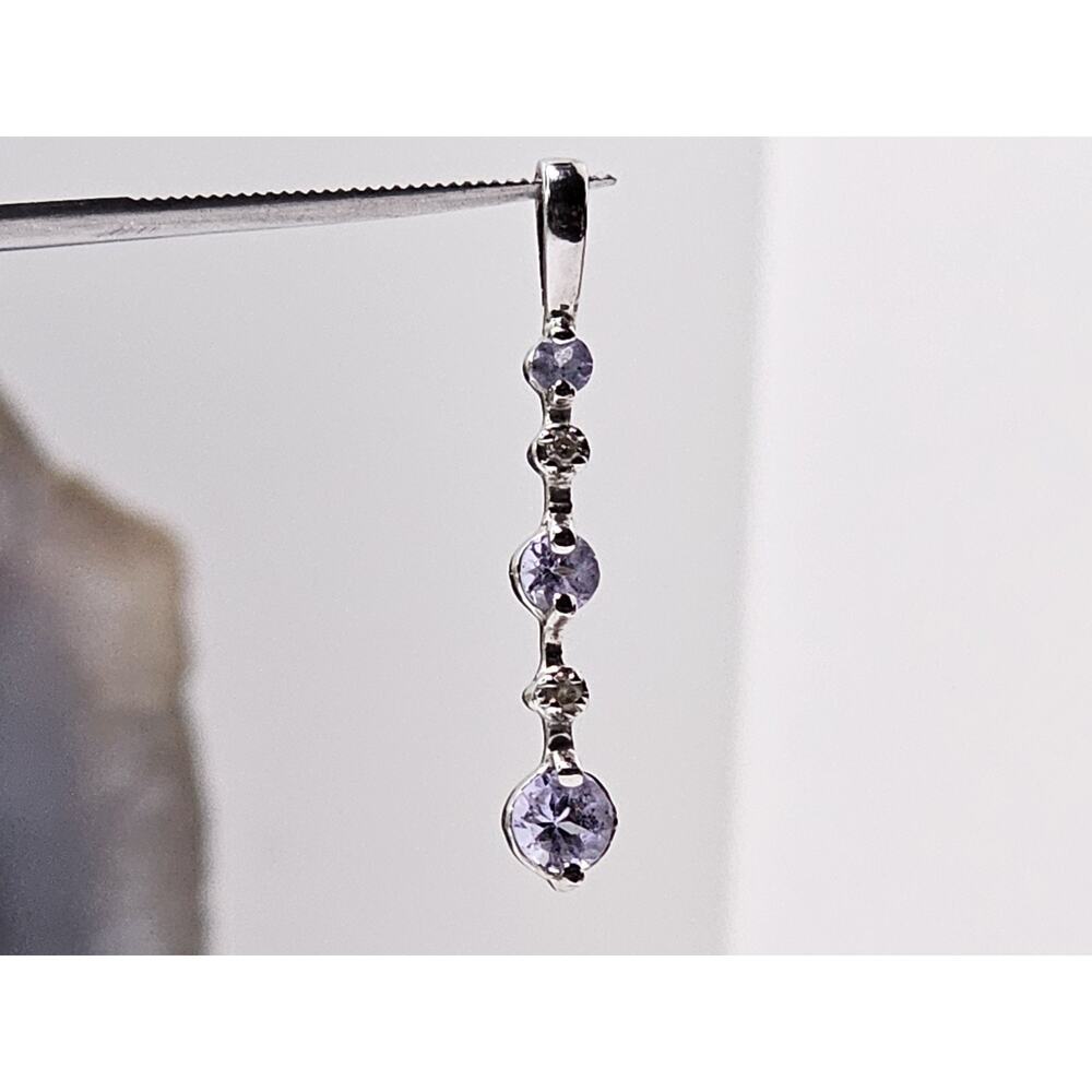 Vintage 10K White Gold Tanzanite & Diamond Pendant